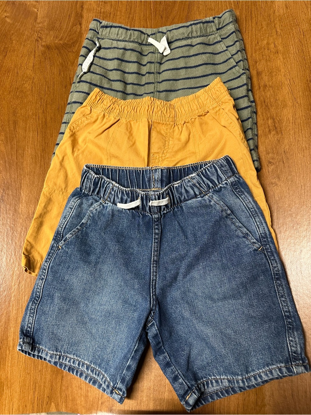 Carter's Three-Pack Kids Shorts - Blue Denim, Mustard, Olive Stripe